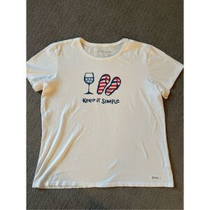 Life Is Good Fitted White Short Sleeve Tee